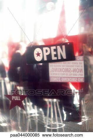 Open sign in restaurant window View Large Photo Image Stock Photography - Open sign in restaurant window. Fotosearch
