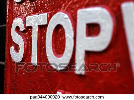 Stock Image - Stop sign, close-up. Fotosearch