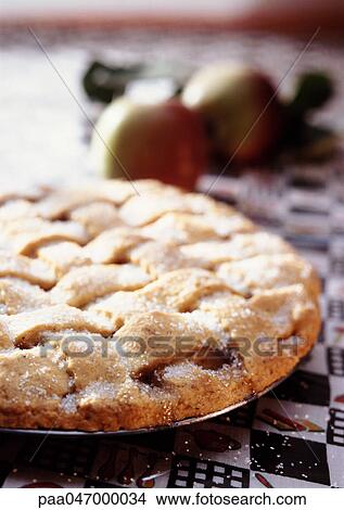 Apple pie with lattice pastry crust, close-up View Large Photo Image Picture - Apple pie with lattice pastry crust, close-up. Fotosearch