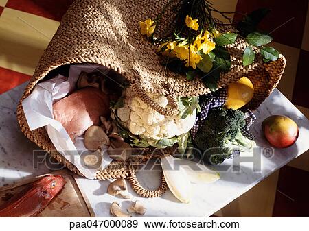 Market basket with fresh produce View Large Photo Image Stock Photo - Market basket with fresh produce. Fotosearch