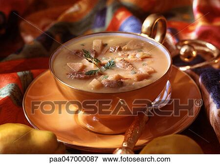Mushroom soup with beef marrow View Large Photo Image Stock Photo - Mushroom soup with beef marrow. Fotosearch