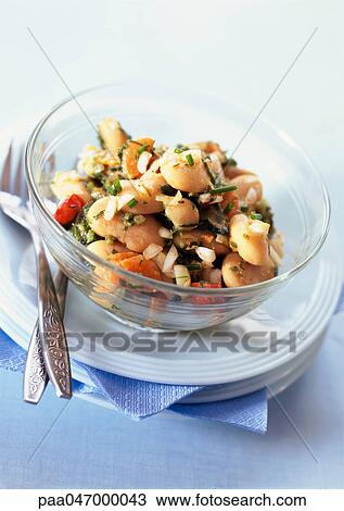 White bean salad in bowl View Large Photo Image Stock Image - White bean salad in bowl. Fotosearch
