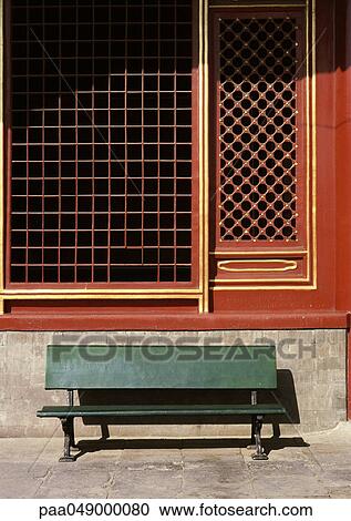 China, Beijing, bench in front of temple View Large Photo Image Stock Image - China, Beijing, bench in front of temple. Fotosearch