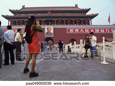 China, Beijing, people in front of the Forbidden City View Large Photo Image Stock Photo - China, Beijing, people in front of the Forbidden City. Fotosearch