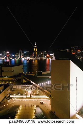 Stock Photo - Hong Kong bay at night. Fotosearch