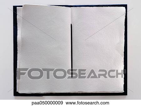 Stock Photo - Handmade book with blank pages, close-up. Fotosearch