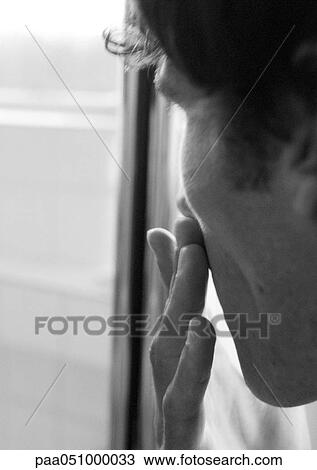 Man touching cheek, close-up, b&w View Large Photo Image Stock Image - Man touching cheek, close-up, b&w. Fotosearch