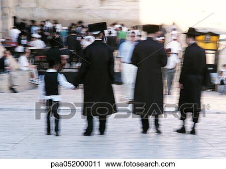 Stock Image - Israel, Jerusalem, Bar Mitzvah, rear view, blurred. Fotosearch