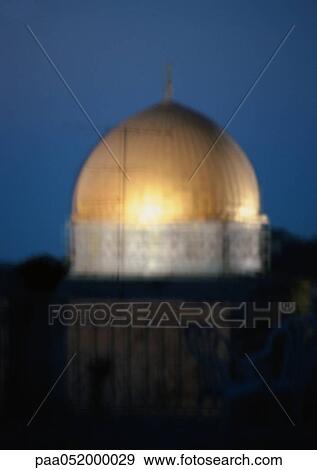 Israel, Jerusalem, Dome of the Rock at night, blurred View Large Photo Image Stock Photo - Israel, Jerusalem, Dome of the Rock at night, blurred. Fotosearch