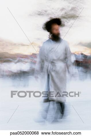 Stock Photo - Israel, Jerusalem, Orthodox Jew, blurred. Fotosearch