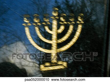 Stock Image - Menorah, blurred. Fotosearch