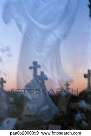 Silhouette above cemetery, superimposition of images View Large Photo Image Stock Photo - Silhouette above cemetery, superimposition of images. Fotosearch