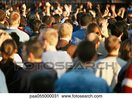 Crowd, head and shoulders, rear view, blurred View Large Photo Image Stock Image - Crowd, head and shoulders, rear view, blurred. Fotosearch