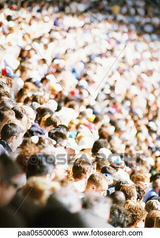 Crowd in stadium, high angle view, blurred View Large Photo Image Stock Image - Crowd in stadium, high angle view, blurred. Fotosearch
