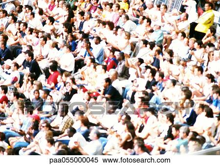 Crowd in stadium, high angle view View Large Photo Image Stock Photography - Crowd in stadium, high angle view. Fotosearch