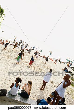 People on beach, high angle view View Large Photo Image Stock Image - People on beach, high angle view. Fotosearch