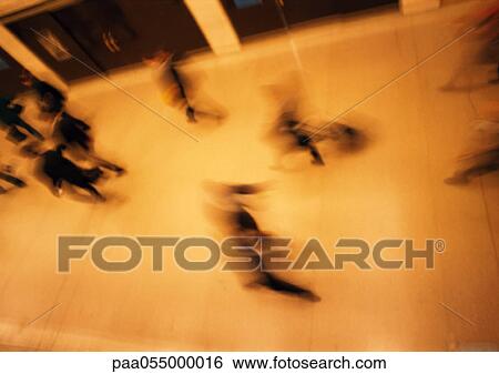 People walking, high angle view, blurred View Large Photo Image Stock Photograph - People walking, high angle view, blurred. Fotosearch