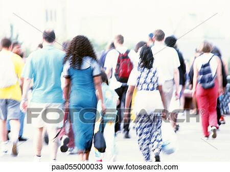 People walking, rear view, blurred View Large Photo Image Stock Image - People walking, rear view, blurred. Fotosearch