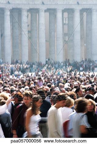 Stock Photograph - Italy, Rome, crowd in St. Peter's Square. Fotosearch