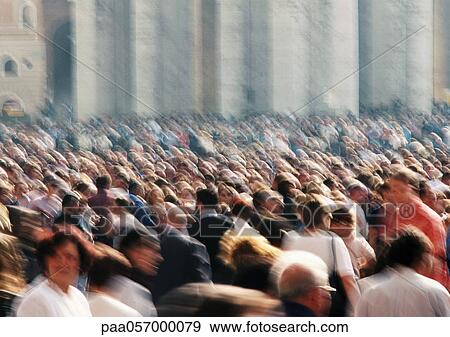 Italy, Rome, crowd in St. Peter's Square, high angle view, blurred View Large Photo Image Stock Photo - Italy, Rome, crowd in St. Peter's Square, high angle view, blurred. Fotosearch