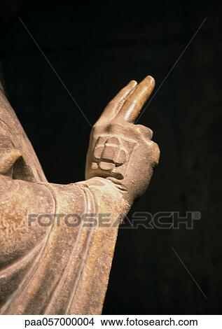Statue, hand with two fingers making gesture, close-up View Large Photo Image Picture - Statue, hand with two fingers making gesture, close-up. Fotosearch