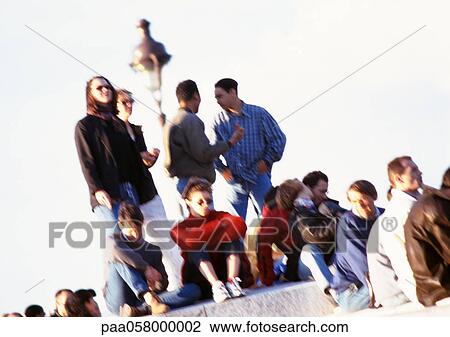 People standing on stairs, outside View Large Photo Image Stock Image - People standing on stairs, outside. Fotosearch