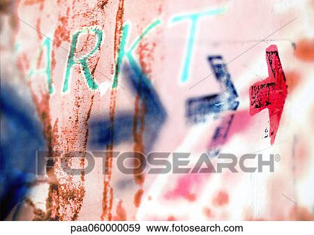 Stock Illustration - Arrows and part of word, close-up. Fotosearch