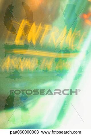 Drawing - Entrance text, blurred. Fotosearch