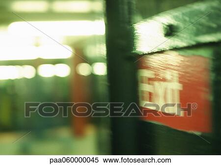 Exit sign, close-up View Large Illustration Stock Illustration - Exit sign, close-up. Fotosearch