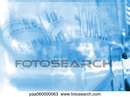 Drawing - Hello, is anybody out there, "ambulance" texts and street scene, composite, close-up. Fotosearch