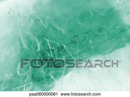 Clip Art - Latin words engraved on green background, composite, close-up. Fotosearch