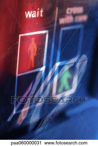 Clip Art - Pedestrian crossing symbols with "no" text stenciled, close-up. Fotosearch