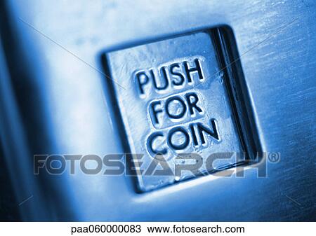 Push for coin button, close-up View Large Illustration Drawing - Push for coin button, close-up. Fotosearch