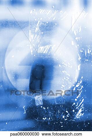 Clipart - Traces of "5" text on glass with reflection, close-up. Fotosearch