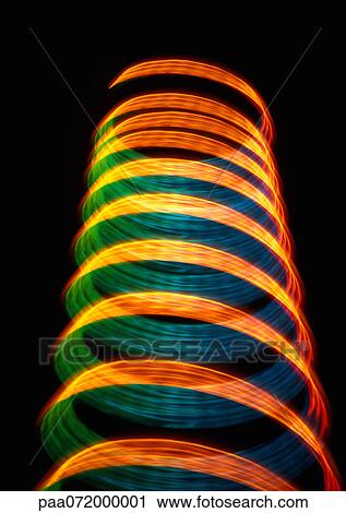 Clip Art - Cylindrical light effect, oranges, greens and blues.. Fotosearch