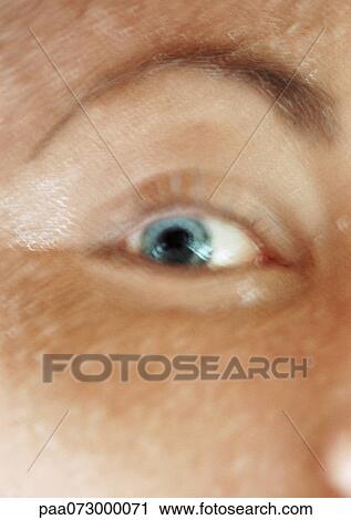 Woman's blue eye and raised eyebrow, close up, blurred. View Large Photo Image Stock Image - Woman's blue eye and raised eyebrow, close up, blurred.. Fotosearch