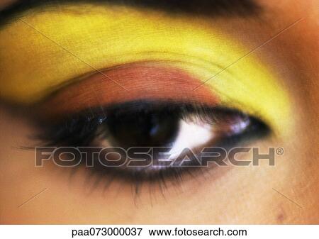 Woman's brown eye, yellow eye make up, blurred close up. View Large Photo Image Stock Photo - Woman's brown eye, yellow eye make up, blurred close up.. Fotosearch