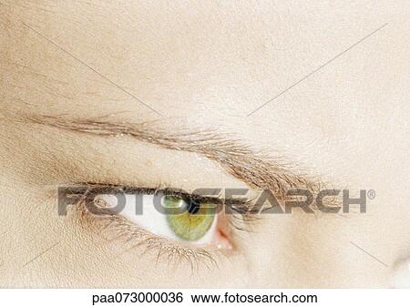 Stock Photograph - Woman's hazel eye, view from the side.. Fotosearch