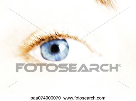 Stock Image - Woman's blue eye, extreme close-up.. Fotosearch