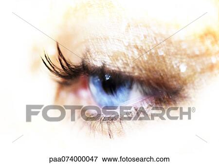 Woman's blue eye, extreme close-up View Large Photo Image Stock Photo - Woman's blue eye, extreme close-up. Fotosearch
