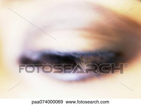Woman's made-up eye, close-up, blurry. View Large Photo Image Stock Photo - Woman's made-up eye, close-up, blurry.. Fotosearch