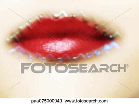 Woman wearing red lipstick, close up of mouth with jewel adornments, blurred. View Large Photo Image Stock Photo - Woman wearing red lipstick, close up of mouth with jewel adornments, blurred.. Fotosearch