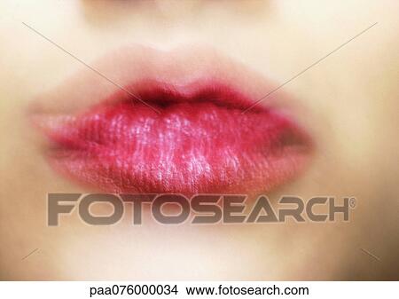 Picture - Close up of woman's mouth, blurry.. Fotosearch