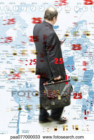 Businessman standing on map of time zones, montage View Large Photo Image Stock Image - Businessman standing on map of time zones, montage. Fotosearch