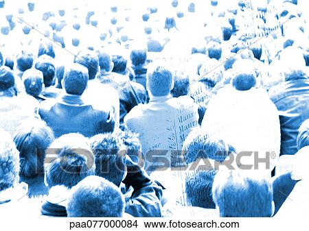 Crowd of people rear view, superimposed with text View Large Photo Image Picture - Crowd of people rear view, superimposed with text. Fotosearch