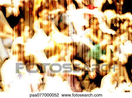 Stock Image - Crowd of people sitting, superimposed with bar code. Fotosearch