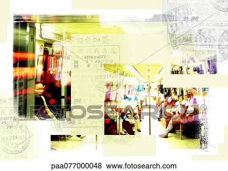 People on subway and stamp marks, collage. View Large Photo Image Stock Photo - People on subway and stamp marks, collage.. Fotosearch