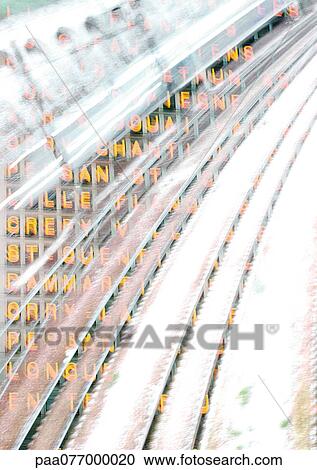 Traintracks superimposed on departure board View Large Photo Image Stock Image - Traintracks superimposed on departure board. Fotosearch