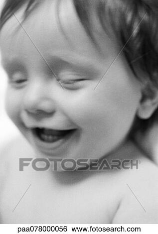 Baby smiling, blurred, close-up, B&W. View Large Photo Image Stock Photograph - Baby smiling, blurred, close-up, B&W.. Fotosearch