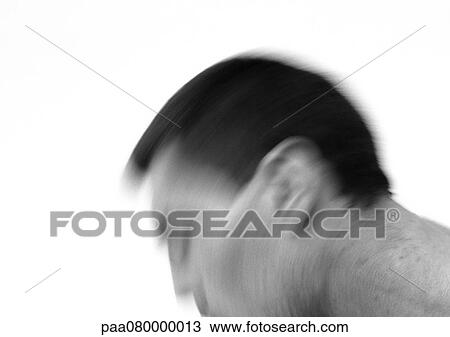 Man's head in motion, side view, close-up, blurred, black and white. View Large Photo Image Stock Image - Man's head in motion, side view, close-up, blurred, black and white.. Fotosearch